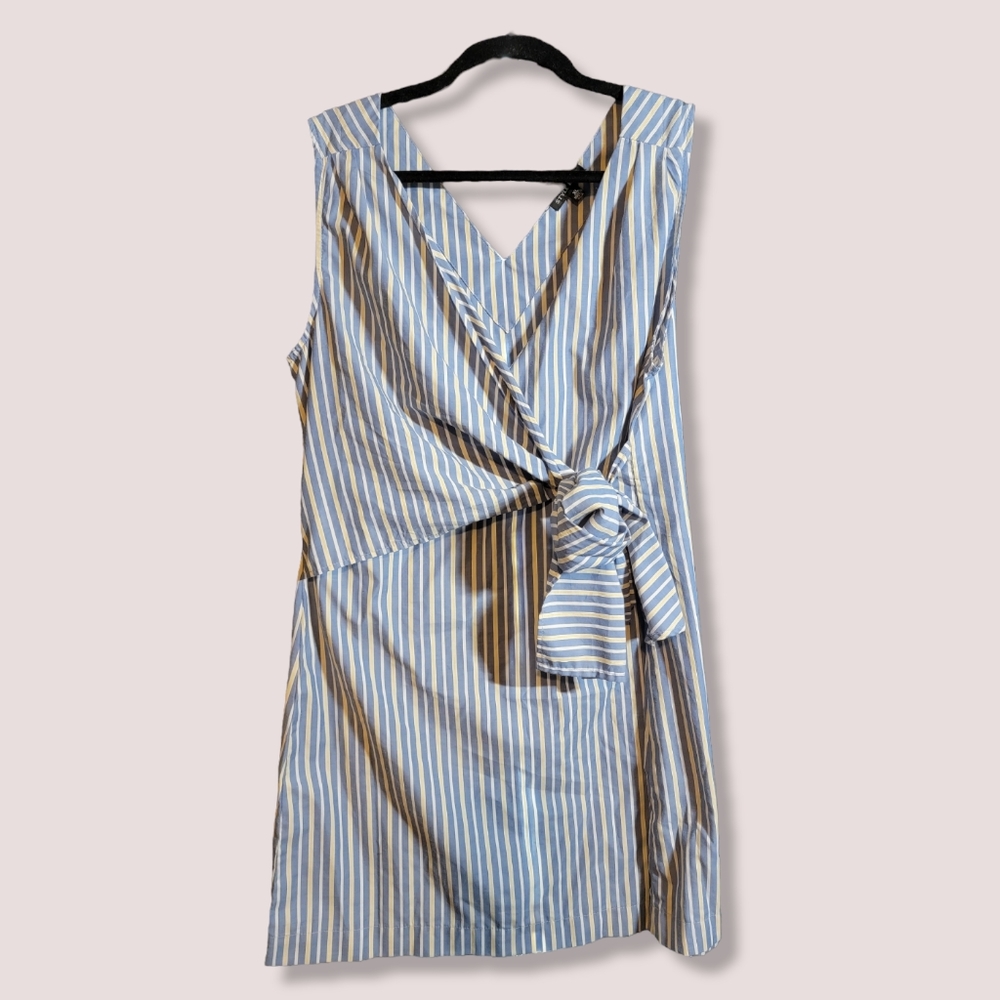 Style Envy Womens Plus Size Wrap Tie Dress in Blue, Yellow, White Size XL